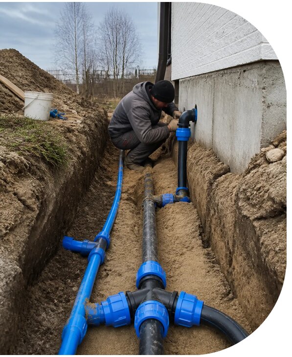 Монтаж наружного водопровода на участке под ключ в Якутске